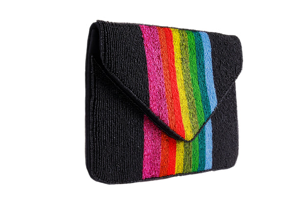 Capelli New York Ladies Rainbow Beaded Clutch