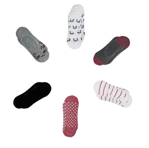 Capelli New York Cat 6 Pack High Rise Sock Liners W/ Gel Heel Gripper