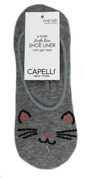 Capelli New York Cat 6 Pack High Rise Sock Liners W/ Gel Heel Gripper