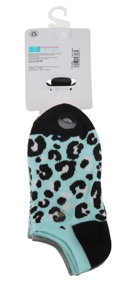 Capelli New York Charlotte Girls Cheetah Print 10 Pack No Show Socks With Bonus Claw Clip