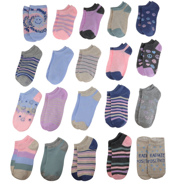 capelli new york Charlotte Girls Smiley Tie Dye 20pk No Show Socks capelli new york Charlotte Girls Smiley Tie Dye 20pk No Show Socks