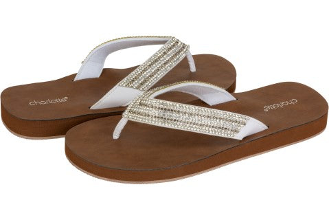 Capelli New York Charlotte Ladies Faux Leather Fashion Flip Flops