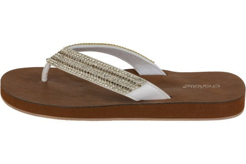 Capelli New York Charlotte Ladies Faux Leather Fashion Flip Flops