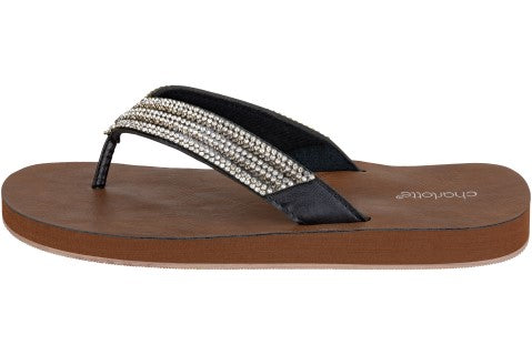 Capelli New York Charlotte Ladies Faux Leather Fashion Flip Flops