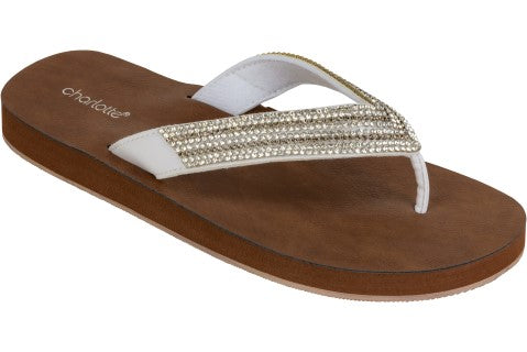 capelli new york Charlotte Ladies Faux Leather Fashion Flip Flops