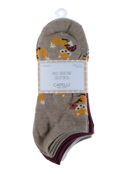 Capelli New York Fall Critters 10 Pack No Show Socks