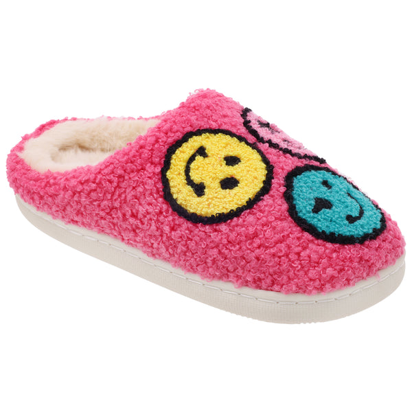 capelli new york Girl Faux Berber Scuff with Smiley Face Applique