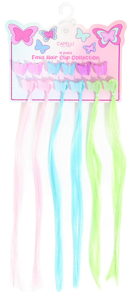 capelli new york Girls 12 Piece Butterfly Clips with Faux Hair
