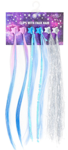 capelli new york Girls 6pc Star Clips with Faux Hair