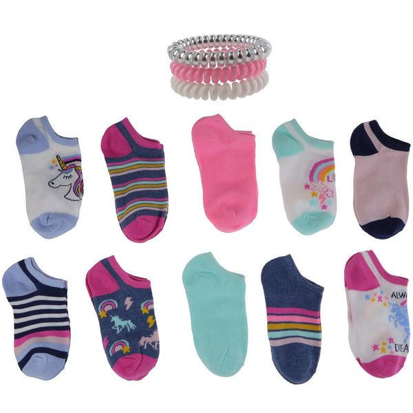 capelli new york Girls Awesome Unicorn 10 Pack No Show Socks with Bonus Ponies