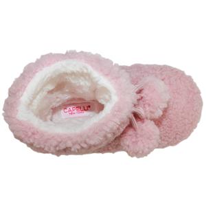 Capelli New York Girls Faux Berber Bootie With Tie Poms Trim