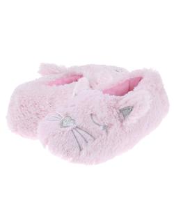 Capelli New York Girls Faux Fur Pink Cat Moccasin Slipper