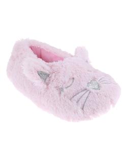 capelli new york Girls Faux Fur Pink Cat Moccasin Slipper