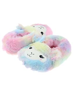 Capelli New York Girls Faux Fur Rainbow Llama Slipper