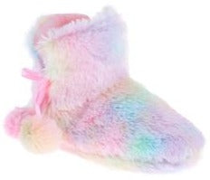 capelli new york Girls Faux Fur Rainbow Pastel Slipper Bootie