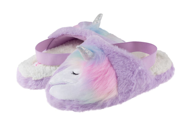 Capelli New York Girls Faux Fur Scuff With Unicorn Head With Soft Boa Applique