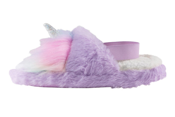 Capelli New York Girls Faux Fur Scuff With Unicorn Head With Soft Boa Applique