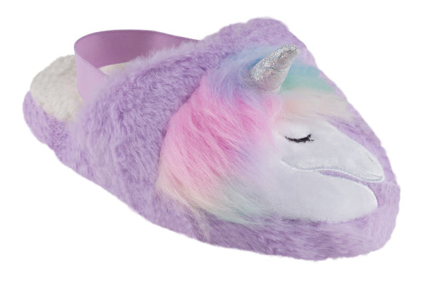 capelli new york Girls Faux Fur Scuff with Unicorn Head with Soft Boa Applique