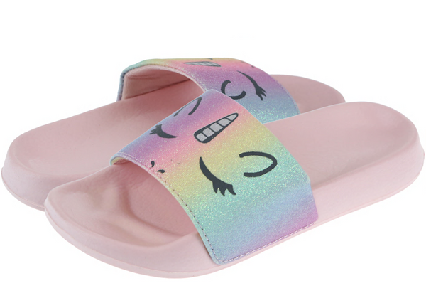 Capelli New York Girls Glitter Unicorn Slip-On Slide Sandal