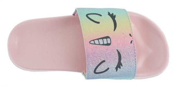 Capelli New York Girls Glitter Unicorn Slip-On Slide Sandal