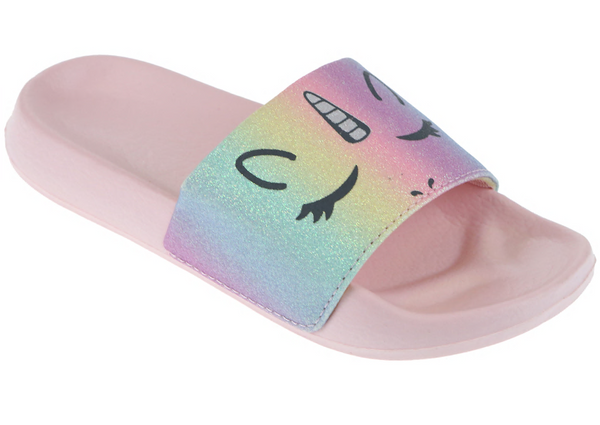 capelli new york Girls Glitter Unicorn Slip-On Slide Sandal