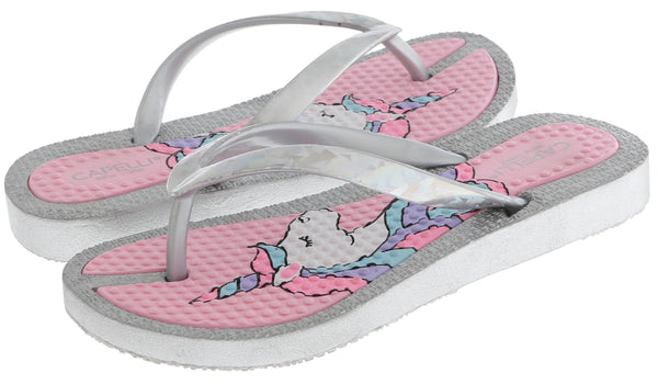 Capelli New York Girls Glitter Upper Unicorn Flip Flop