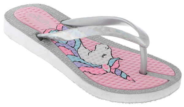 capelli new york Girls Glitter Upper Unicorn Flip Flop