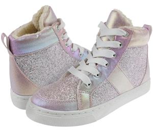 Capelli New York Girls Iridescent Faux Leather Lined High-Top Sneaker