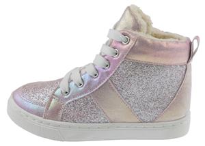 Capelli New York Girls Iridescent Faux Leather Lined High-Top Sneaker