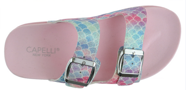 Capelli New York Girls Mermaid Scale Glitter Double Strap Sandals