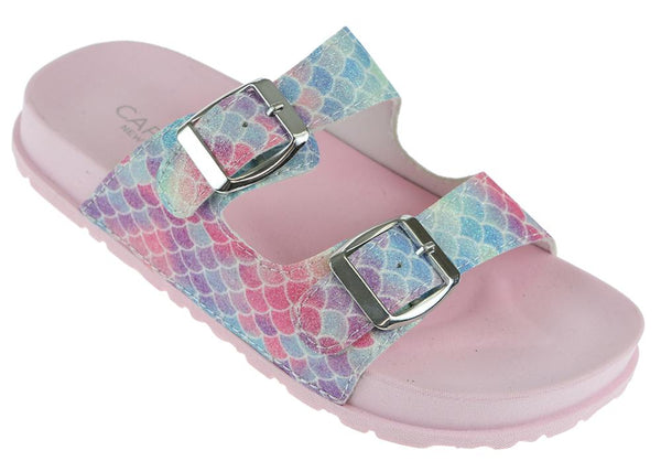 capelli new york Girls Mermaid Scale Glitter Double Strap Sandals