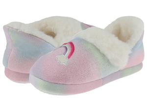 Capelli New York Girls Multi Color Soft Boa Slipper With Rainbow Embroidery