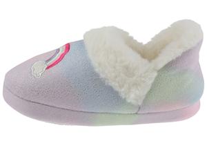Capelli New York Girls Multi Color Soft Boa Slipper With Rainbow Embroidery