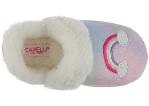 Capelli New York Girls Multi Color Soft Boa Slipper With Rainbow Embroidery