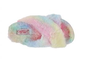 Capelli New York Girls Multi Faux Fur Criss Cross Slide