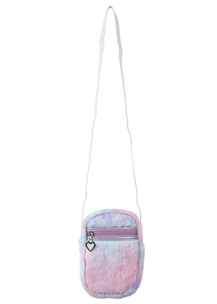 Capelli New York Girls Multi Faux Fur Phone Bag With Metallic Grosgrain Strap