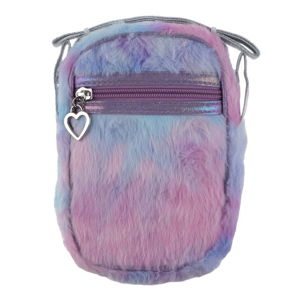 capelli new york Girls Multi Faux Fur Phone Bag with Metallic Grosgrain Strap