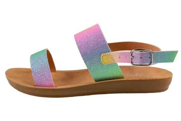 Capelli New York Girls Ombre Faux Leather Upper Sandal With Ankle Strap