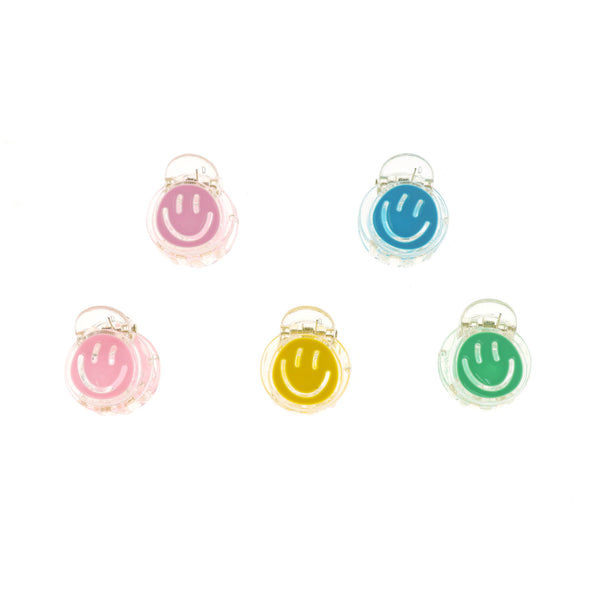 Capelli New York Girls Plastic Claw Clips With Smiley Face