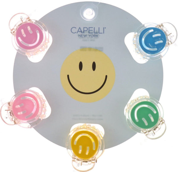capelli new york Girls Plastic Claw Clips with Smiley Face