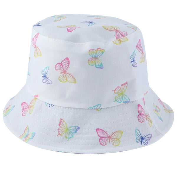 capelli new york Girls Reversible Printed Butterfly and Chambray Bucket Hat