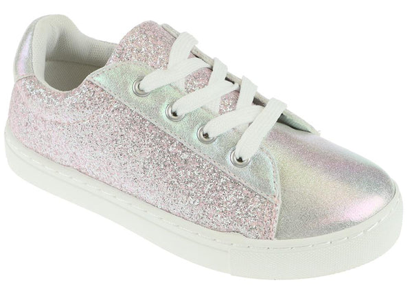capelli new york Girls Shimmer Holographic and Glitter Fashion Sneaker