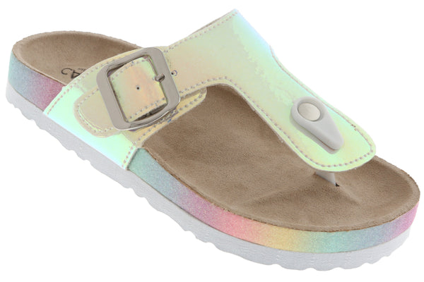 capelli new york Girls Shiny Metallic Faux-Leather T-Strap Flip Flop capelli new york Girls Shiny Metallic Faux-Leather T-Strap Flip Flop