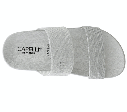 Capelli New York Girls Silver Glitter Double Strap Slip-On Sandal