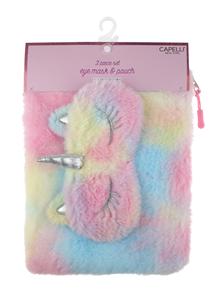 capelli new york Girls Tie-Dye Fur Pouch with Unicorn Eye Mask