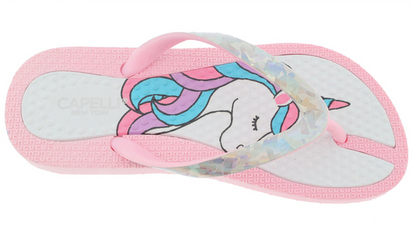 Capelli New York Girls Unicorn And Glitter Flip Flop