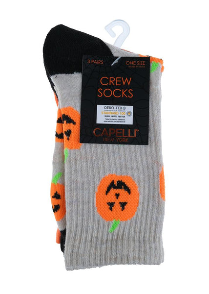 Capelli New York Happy Pumpkins 3 Pack Ribbed Crew Socks