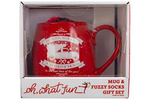 Capelli New York Holly Jolly Printed Mug & Cozy Sock Set