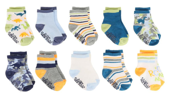 capelli new york Infant Boys 10 Pack Crew Socks with Grippers