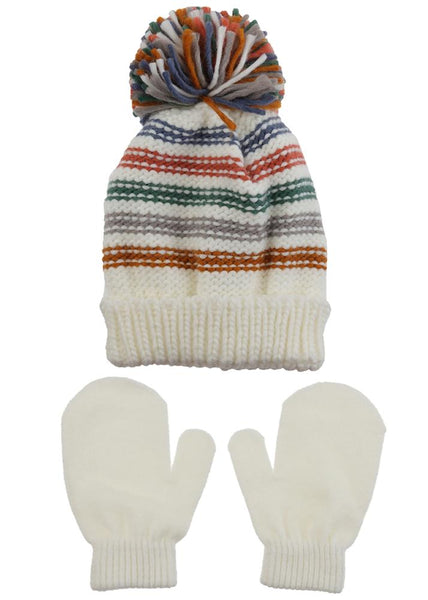 capelli new york Infant Boys Fun Stripe Yarn Hat and Mitten 2pc Set